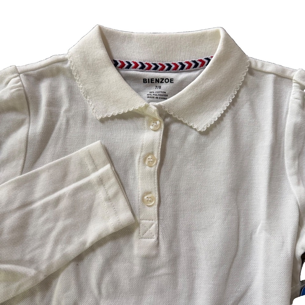 Girls - School Uniform - Long Sleeve Polo Shirt White - Size 7/8 - Top NWT